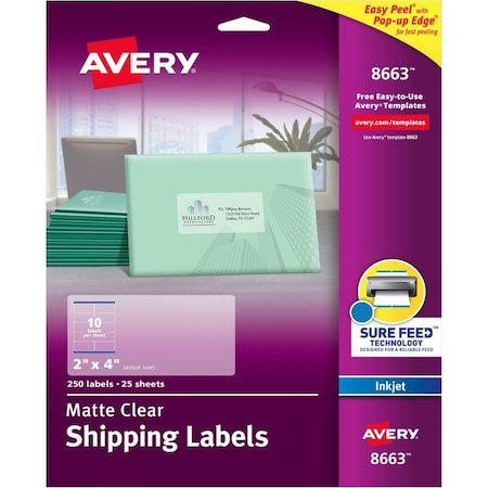 Avery Label, Ezpeel, Inkjt, 2X4, Clr AVE8663